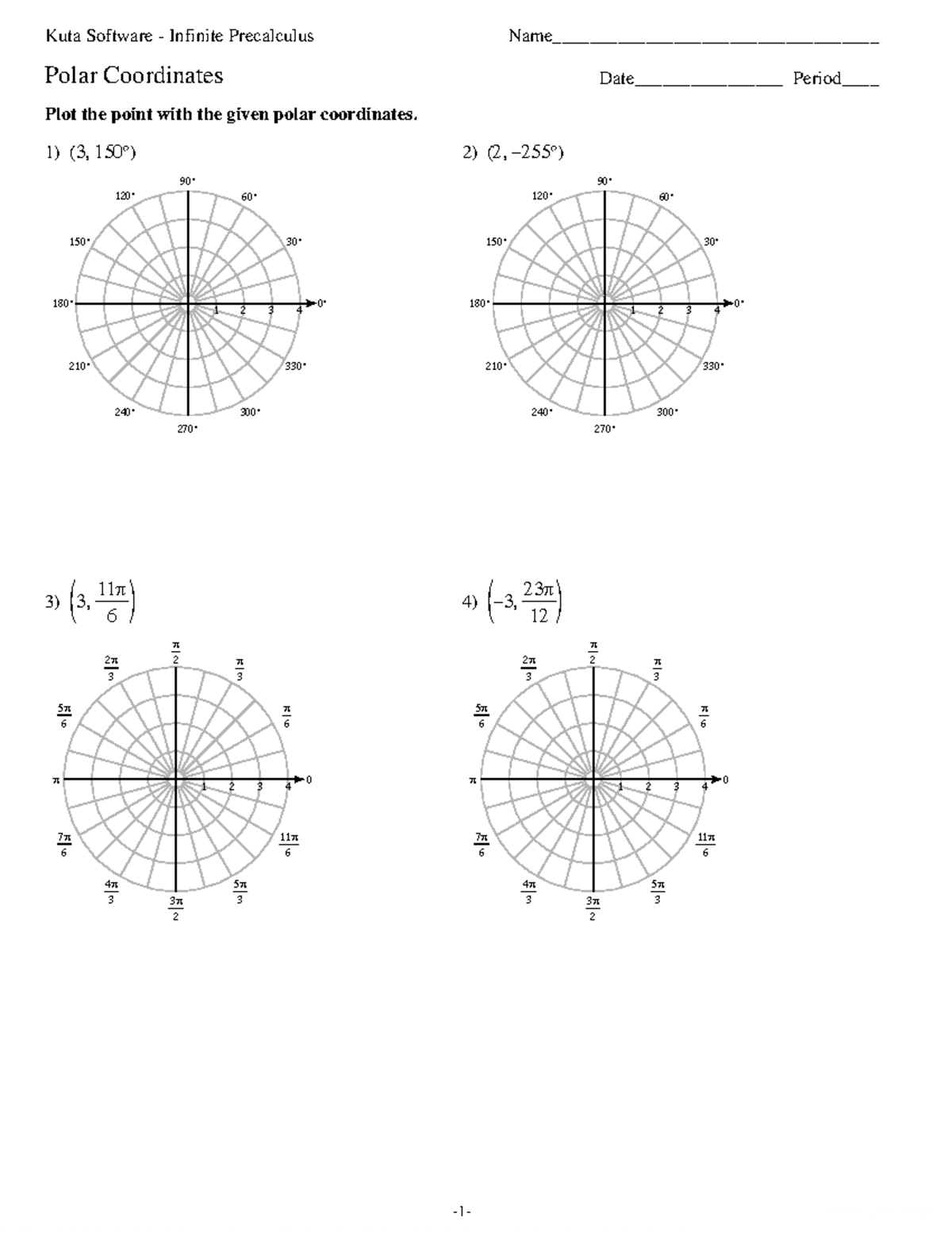 06 - Polar Coordinates Worksheet - Kuta Software - Studocu