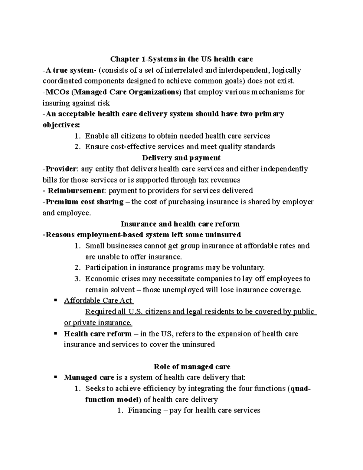 Study Guide for Health Care Systems and Policy (BUS 101) - Studocu