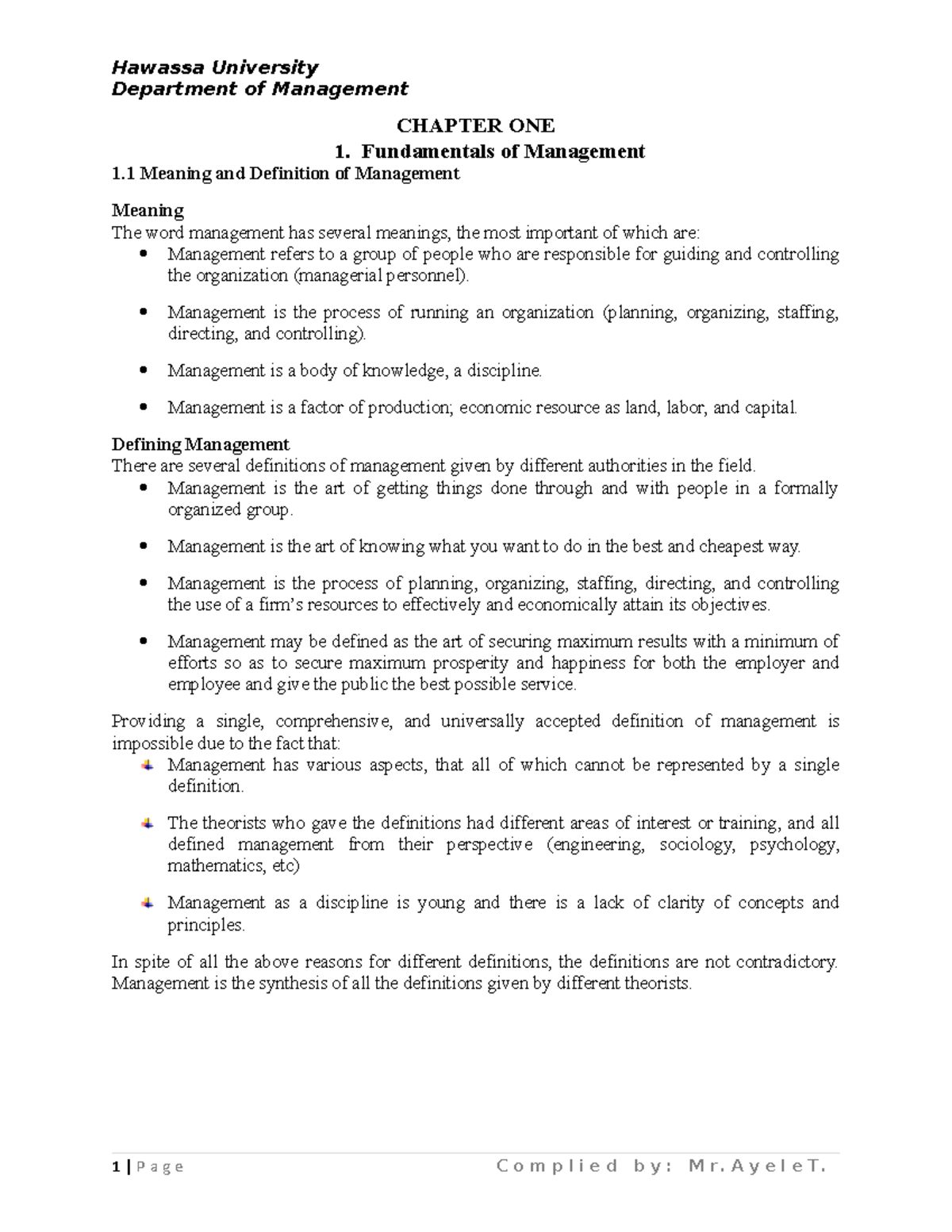 Introduction to Management - Chapter 1: Key Concepts and Functions ...