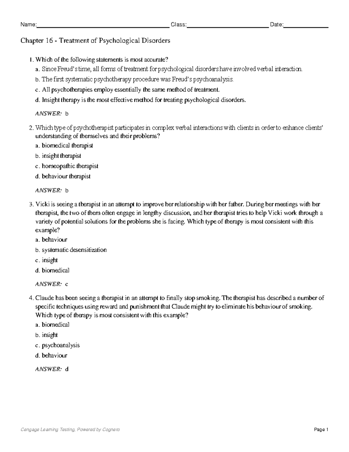 Psychological Disorders Treatment Strategies - Chapter 16 Overview ...