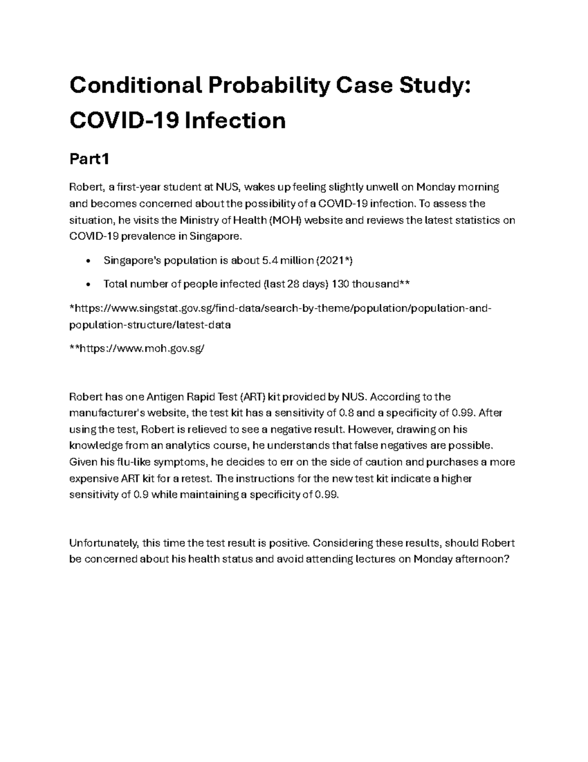 Conditional Probability Case Study: Covid-19 Infection Analysis - Studocu