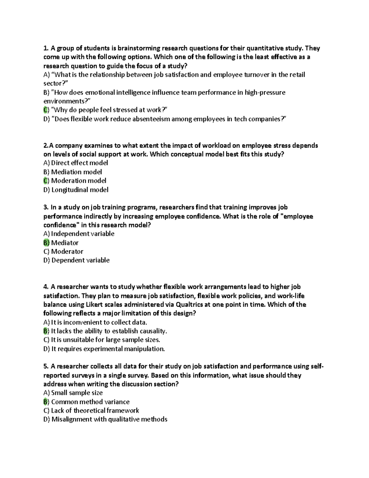Quantitative Study Practice Questions & Answers (Research Methods ...
