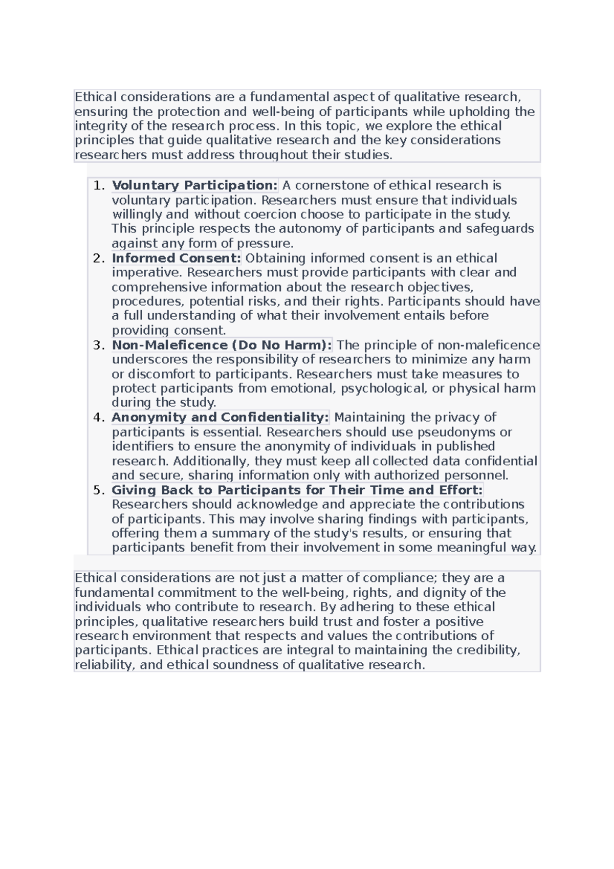 Three - Ethical Considerations - Ethical considerations are a ...