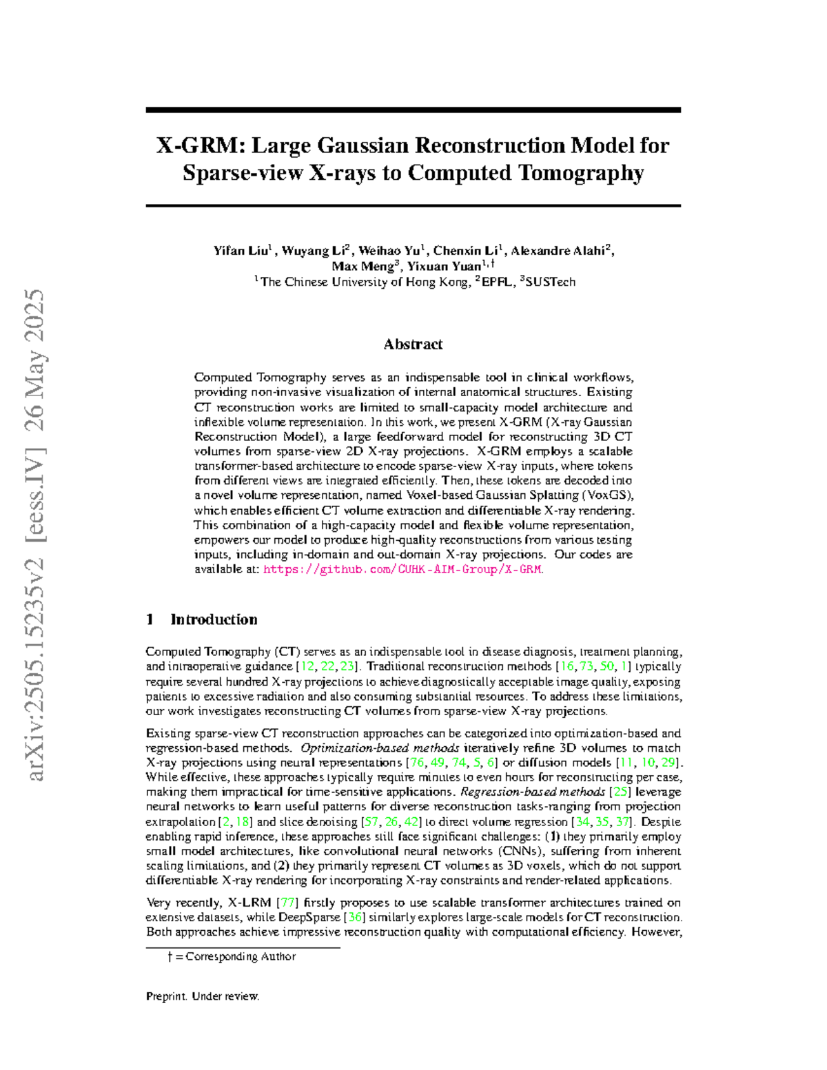 Large Gaussian Reconstruction Model for CT Imaging (X-GRM) - Studocu