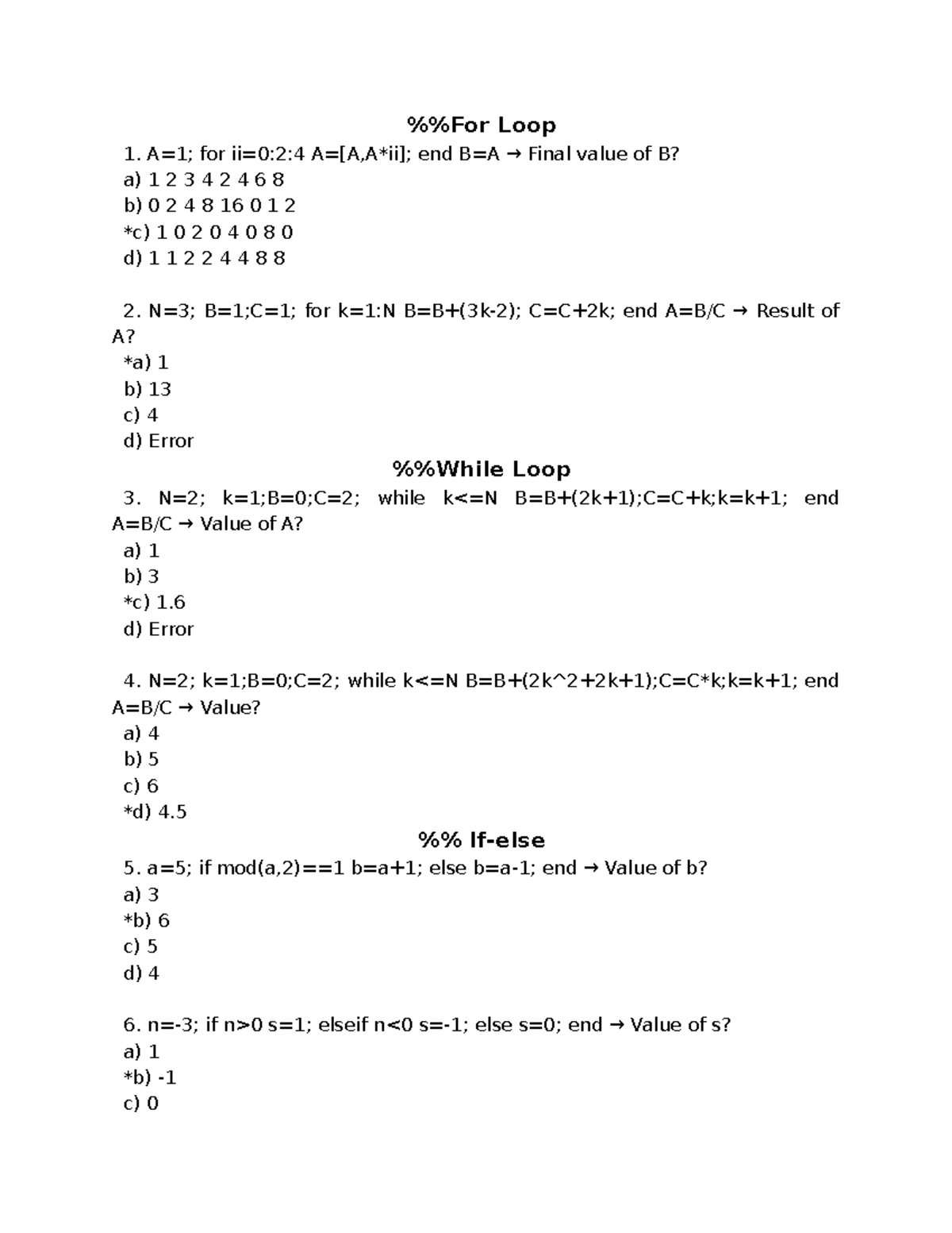 Demo Midterm Exam - Loop and Function Value Analysis - Studocu