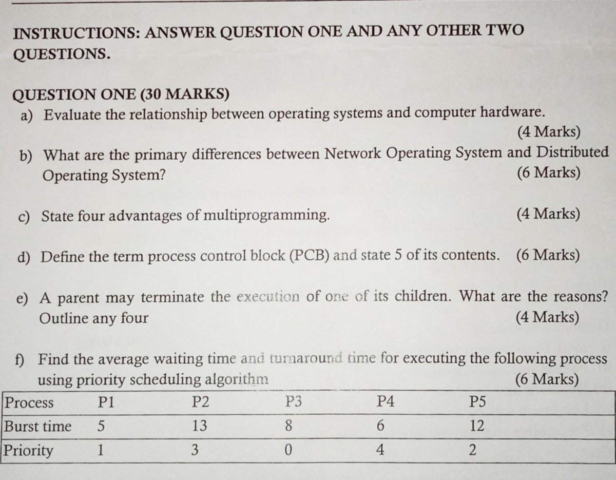 Operating Systems - Practical Questions and Evaluation - Studocu