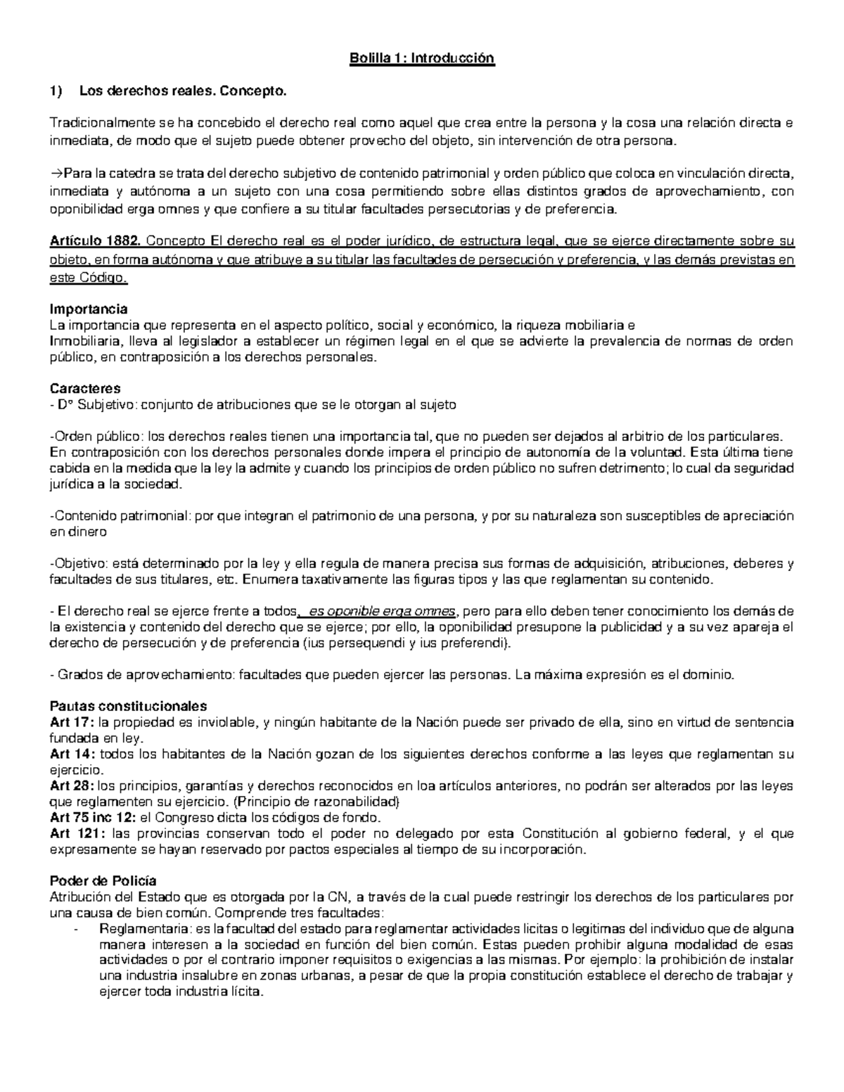 Derecho Real: Conceptos y Clasificación - Resumen Completo (Cód. 1882) - Document Preview