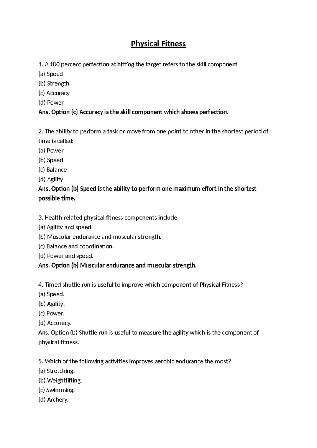 652017 443 Physical Fitness MCQ Quiz Questions and Answers - Studocu