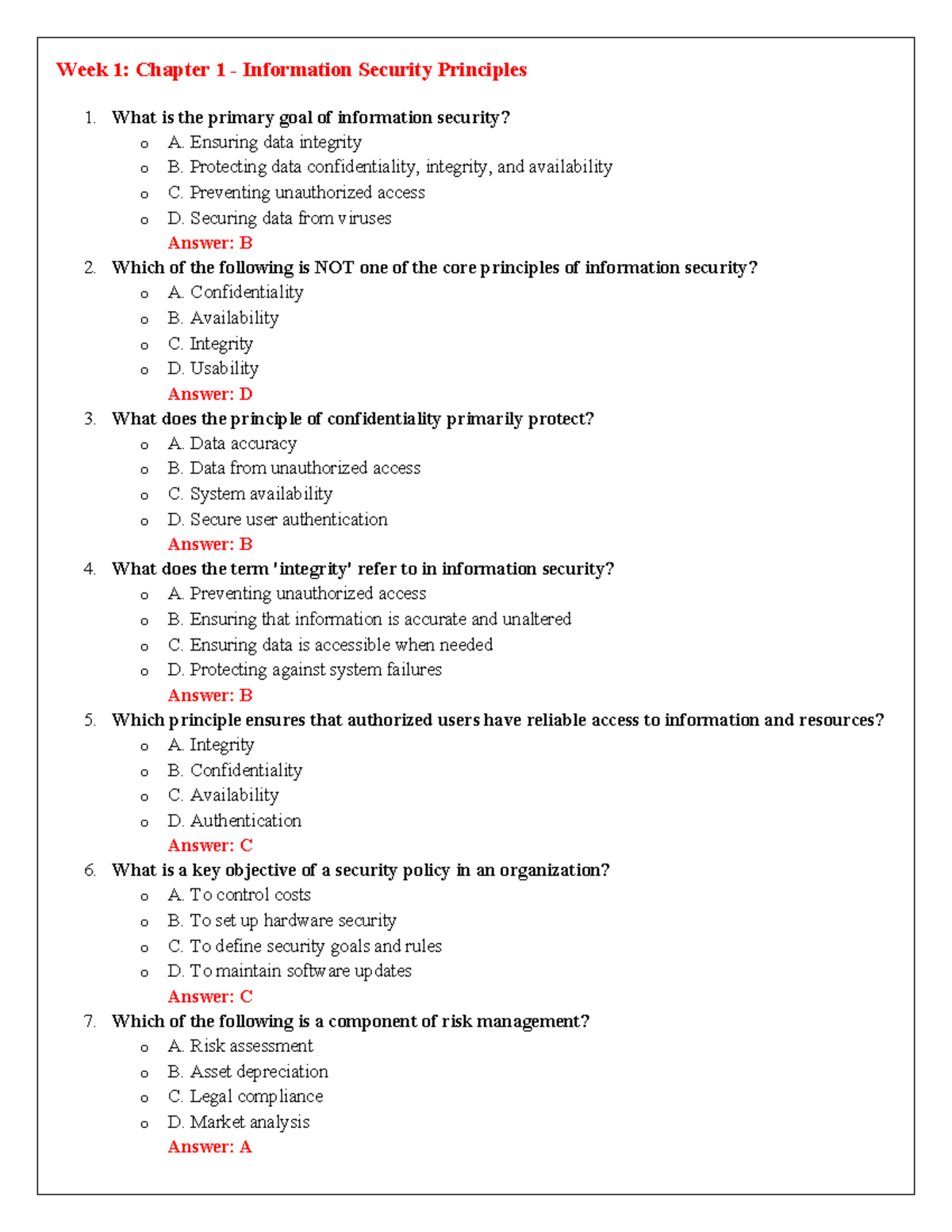 Week 1 - Q&A on Information Security Principles (IS 101) - Studocu