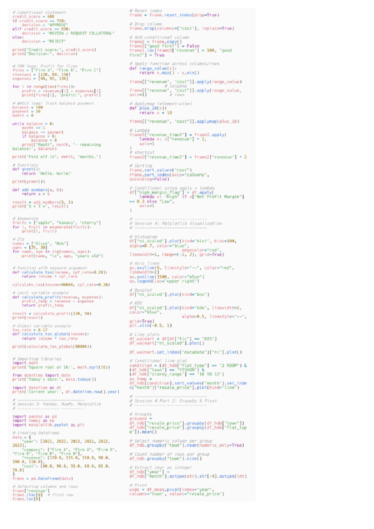 Code on Session 5-9: Conditional Statements and DataFrames - Studocu