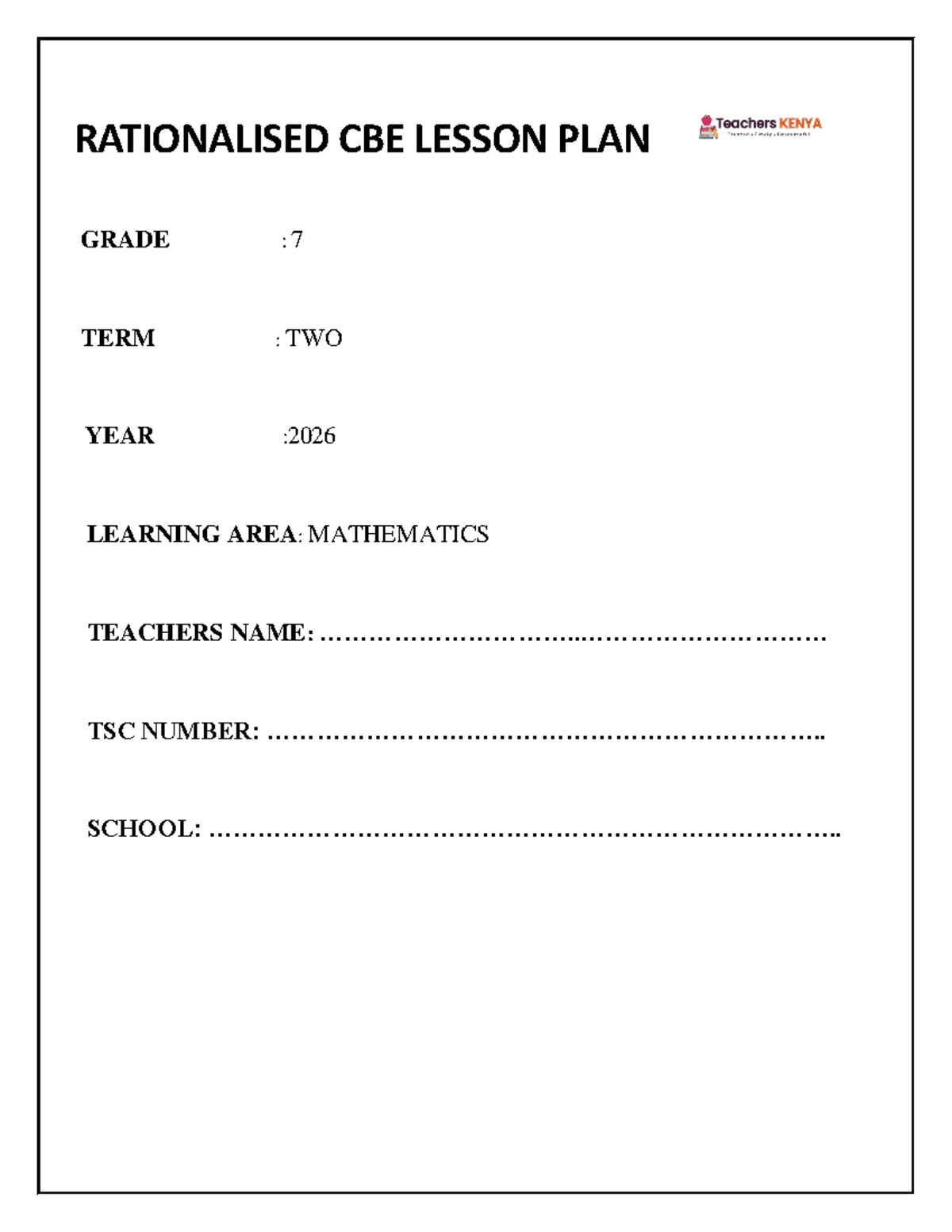 TERM 2 GRADE 7 MATHEMATICS LESSON PLAN: LENGTH STRAND - Studocu