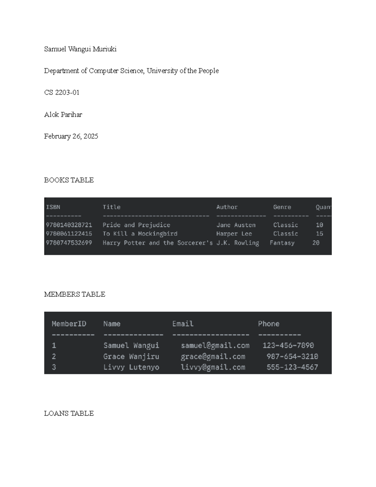 Database AS4 - Library management system overview and SQL operations ...