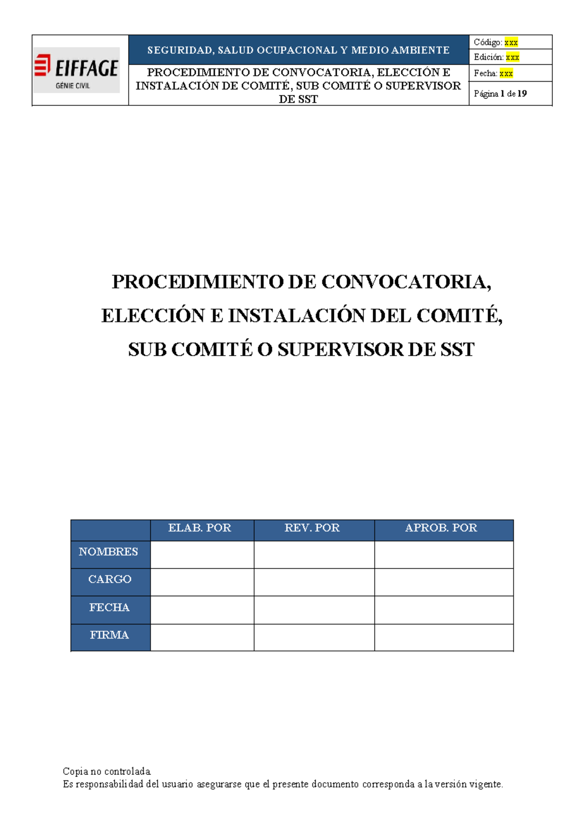 SST-PR-01: Procedimiento para Instalación de CSST y Supervisores de SST - Document Preview