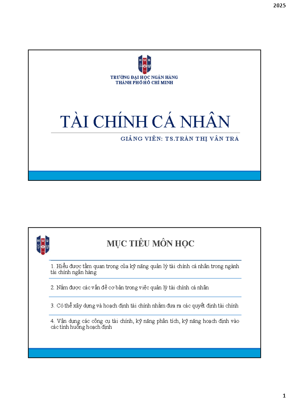 Chương 1 - Bài Giảng Tài Chính Cá Nhân - TCCN 2025 - Studocu