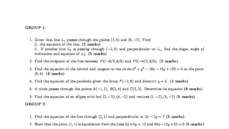MMA 101 CATS - Geometry and Algebra Revision Notes - Studocu