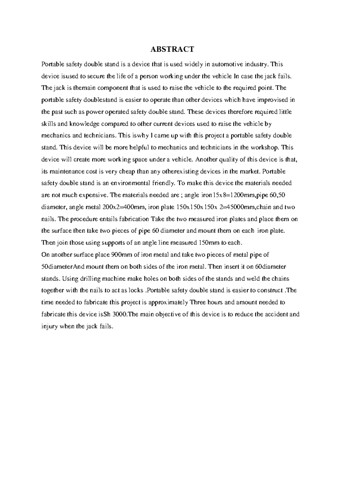 7311010069 - Abstract on Portable Safety Double Stand Design - Studocu