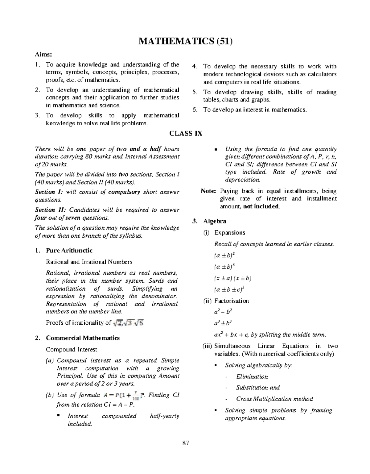 ICSE Mathematics (51) Class IX & X: Comprehensive Study Guide - Studocu
