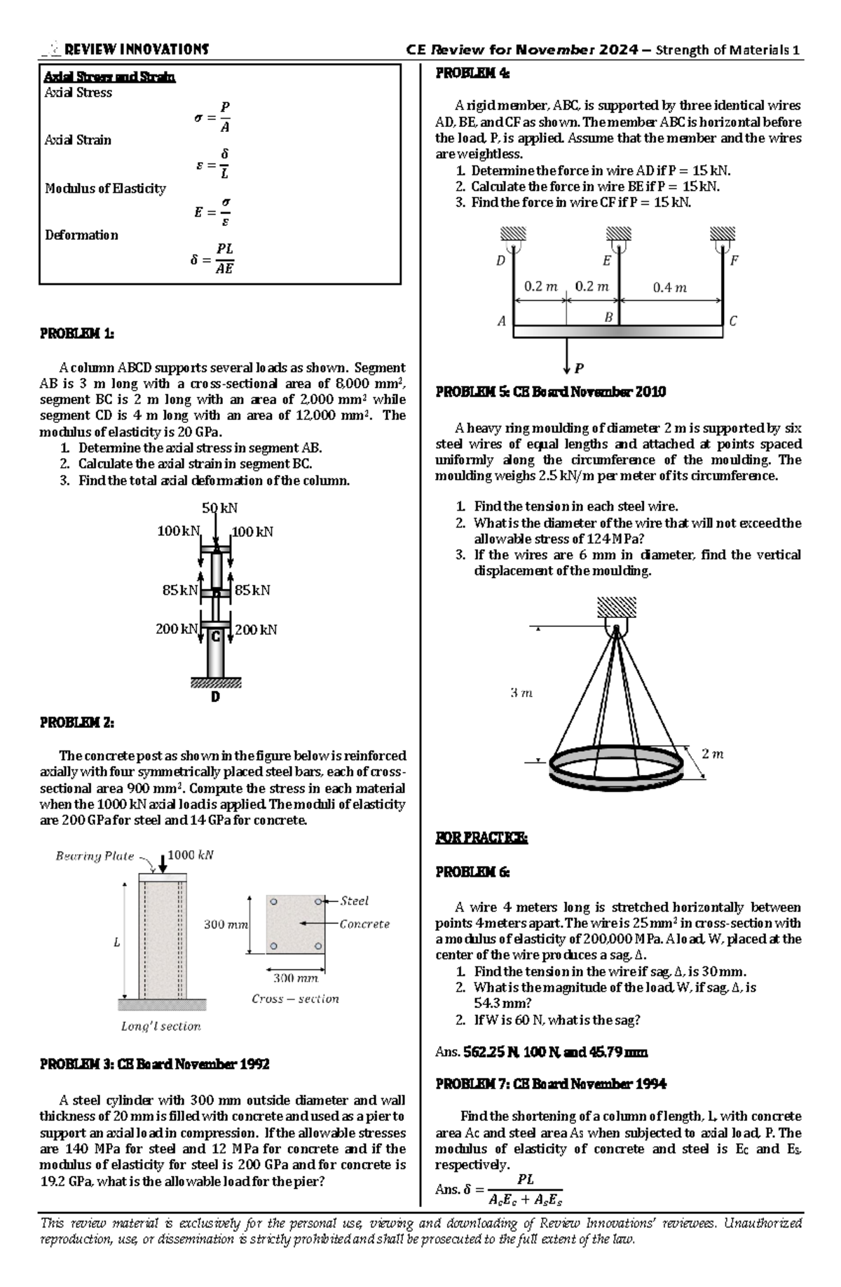 CE-Board-Nov-2024 Strength of Materials Review Set 1 - Studocu