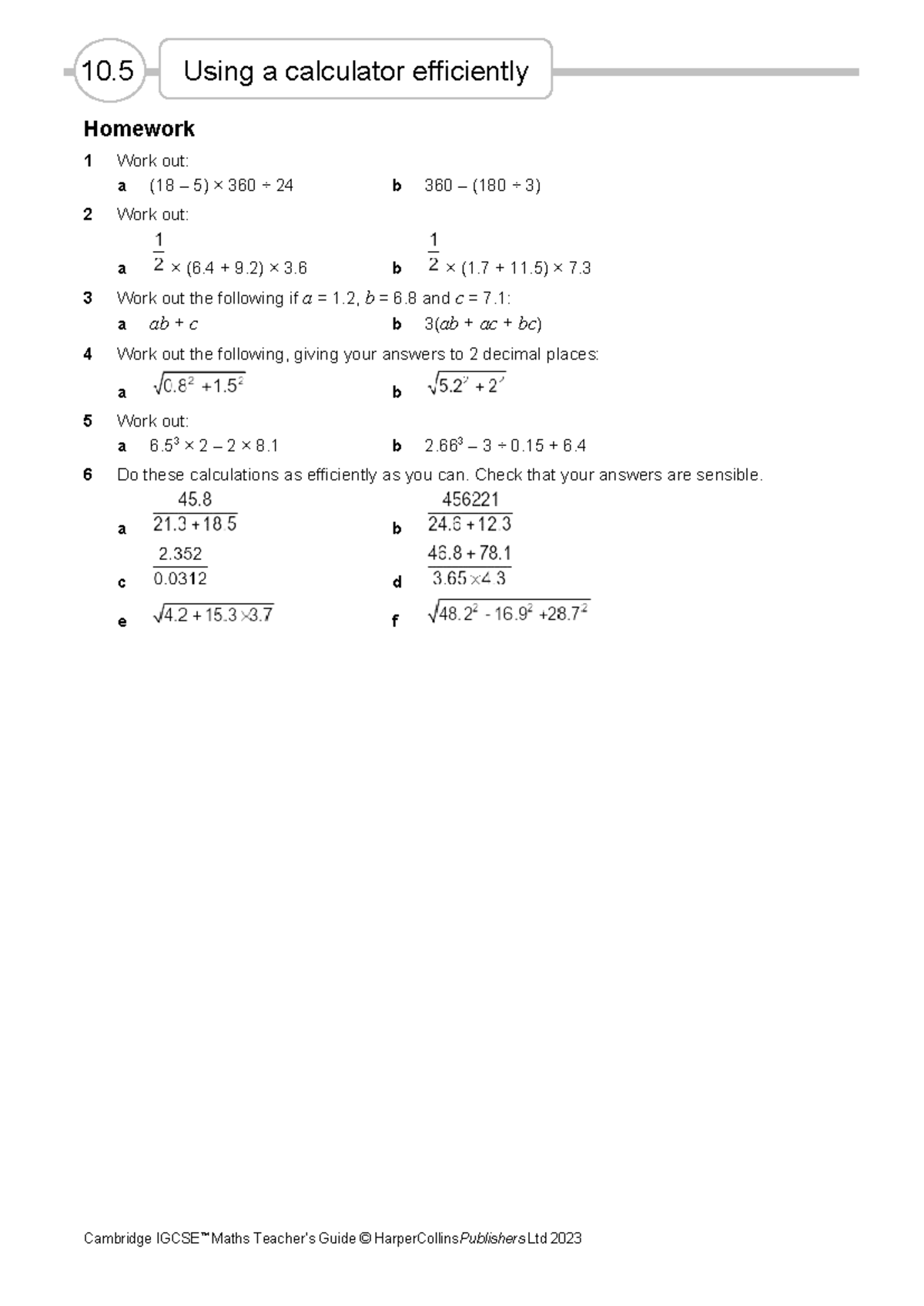 Efficient Calculator Use: Homework 10 - Cambridge Maths Guide - Studocu