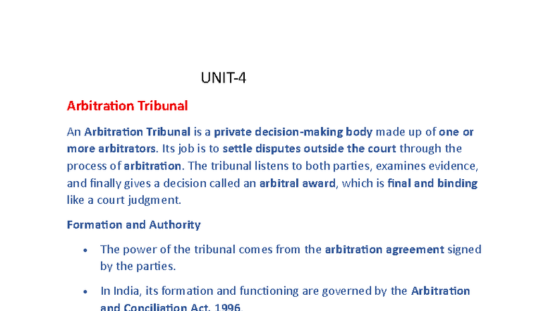 UNIT-1,4 PPLE - Comprehensive Notes on Arbitration and Dispute ...