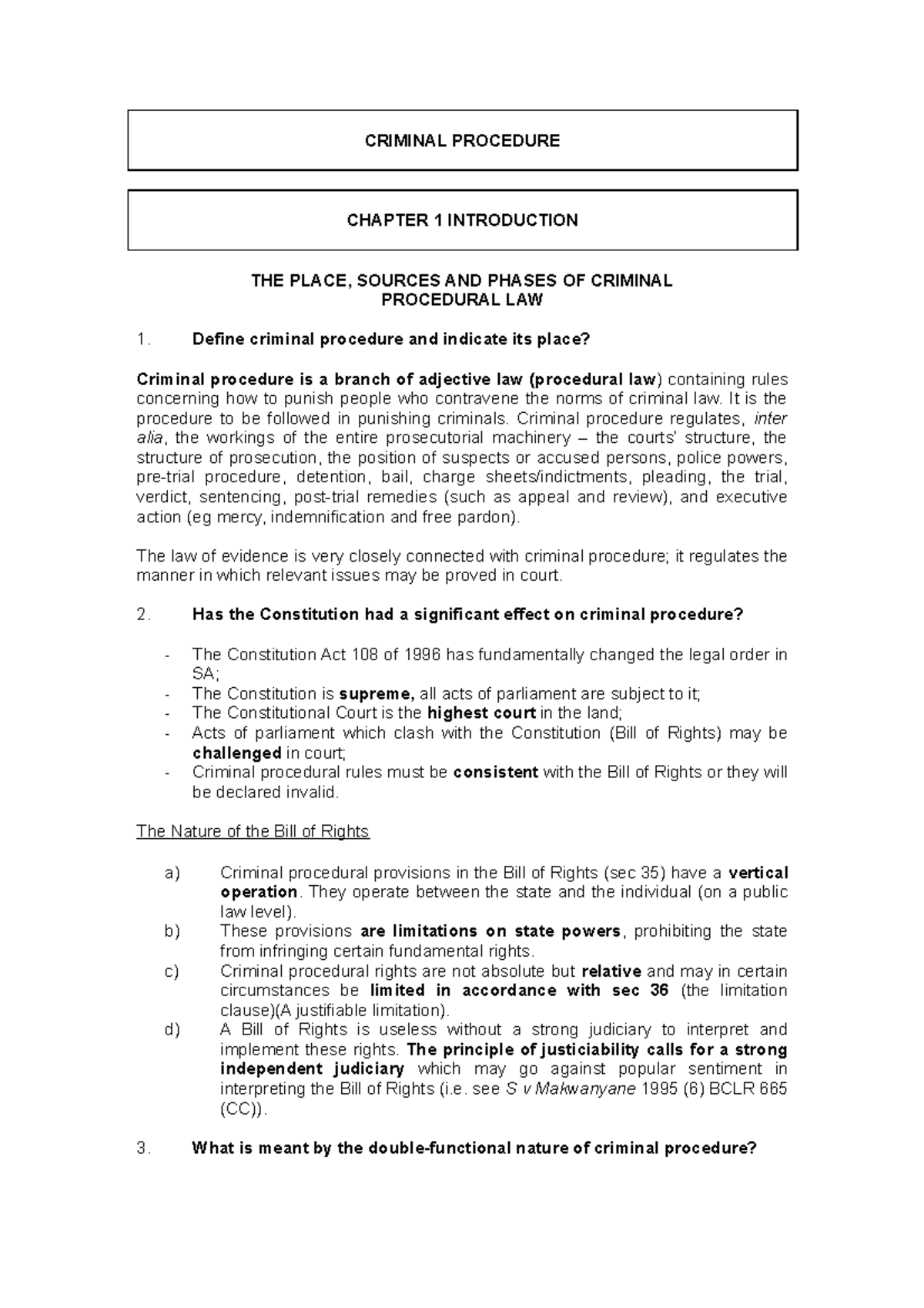 Chapters 1-6 Law of Criminal Procedure Overview and Key Concepts - Studocu