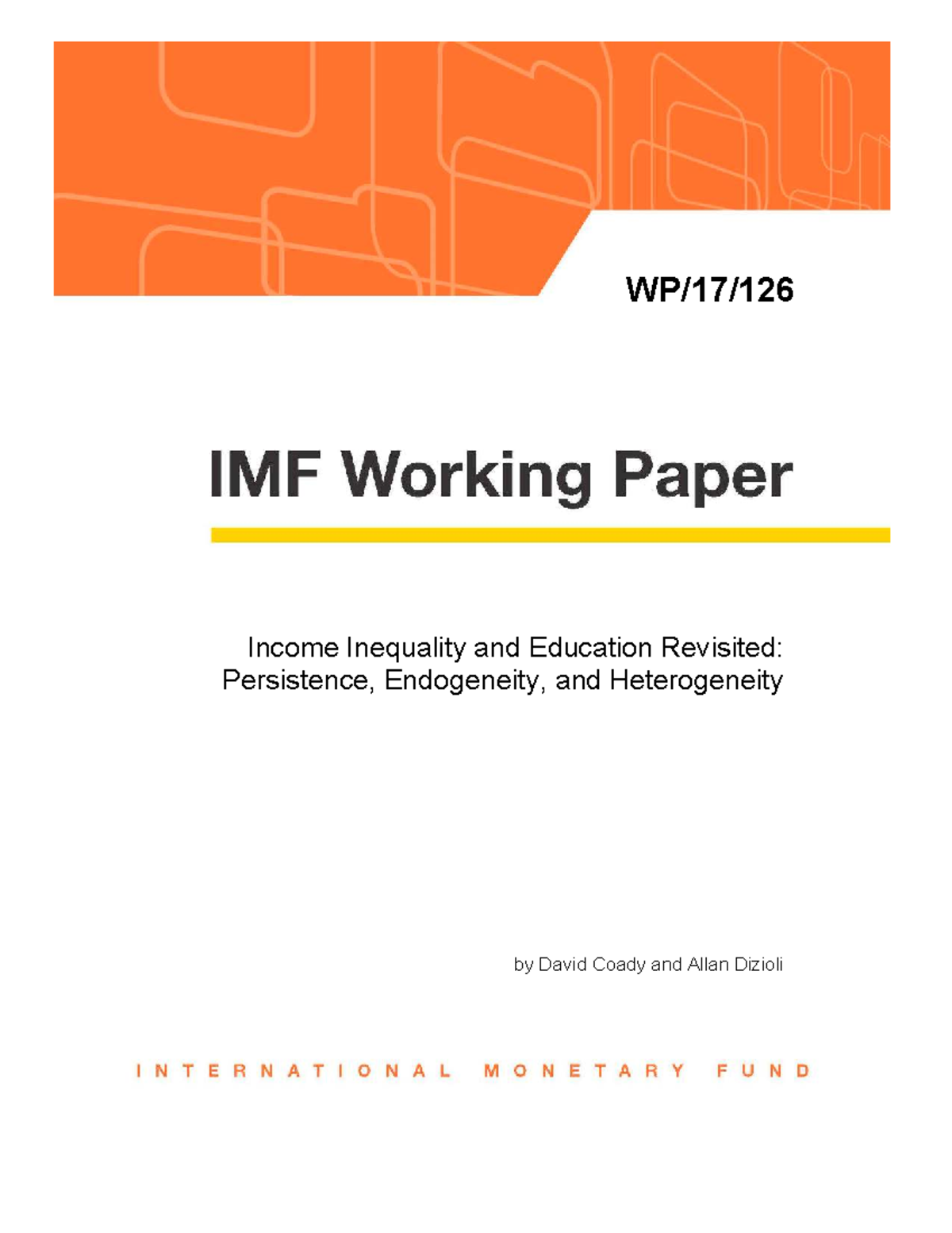 Income Inequality and Education: Insights from IMF WP/17/126 - Studocu