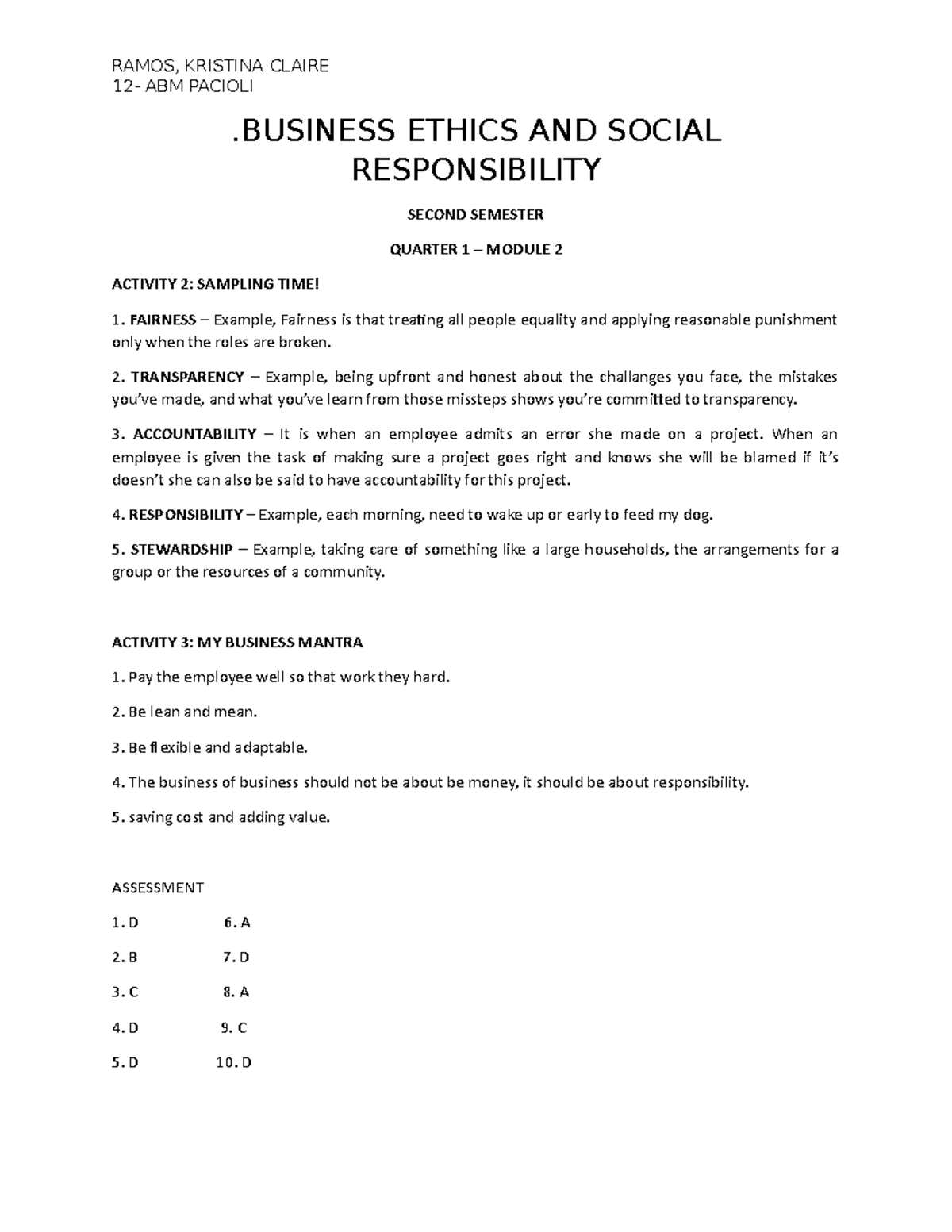 Business Ethics AND Social Responsibilit Module 2-4 - 12- ABM PACIOLI ...