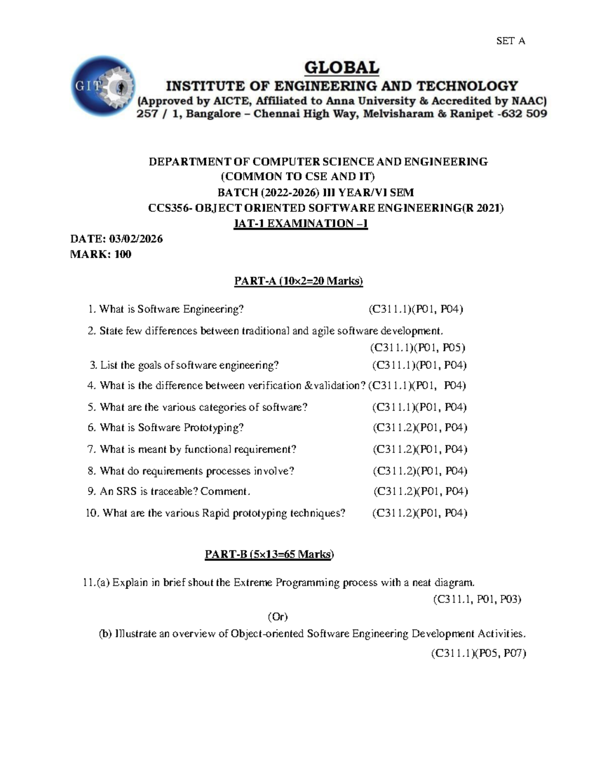 CSE 2026 OOSE Final Exam Notes: Software Engineering Concepts - Studocu