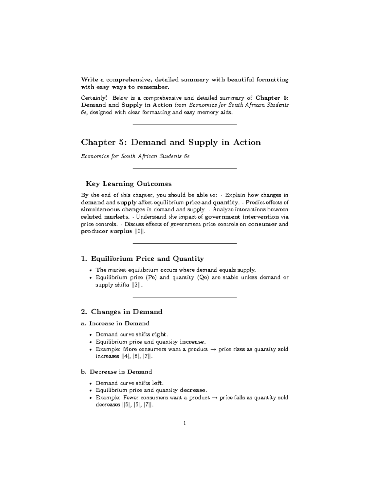 Chapter 5 Study Guide: Demand and Supply in Action (ECO 101) - Studocu
