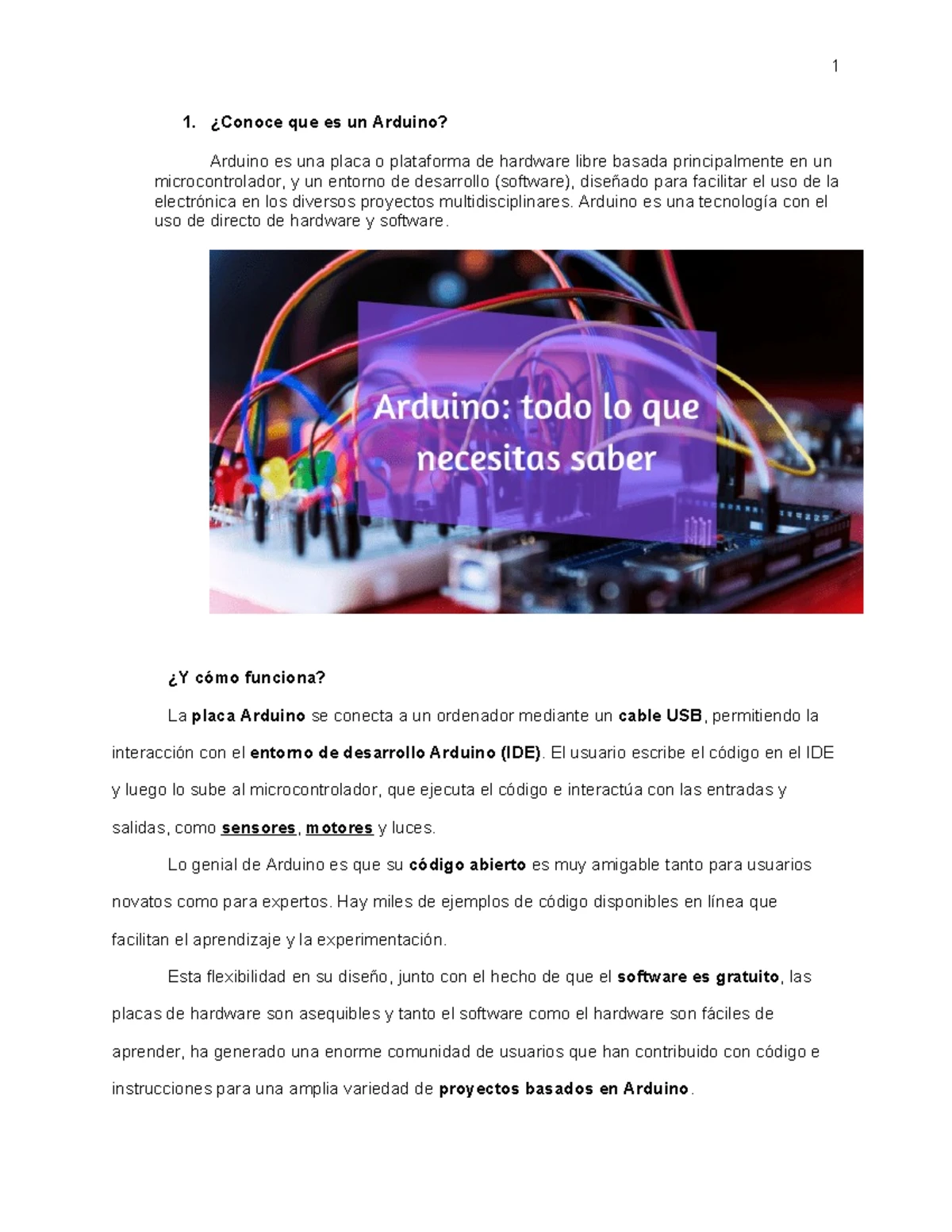 Lista de Materiales y Componentes para Proyecto Arduino - Studocu