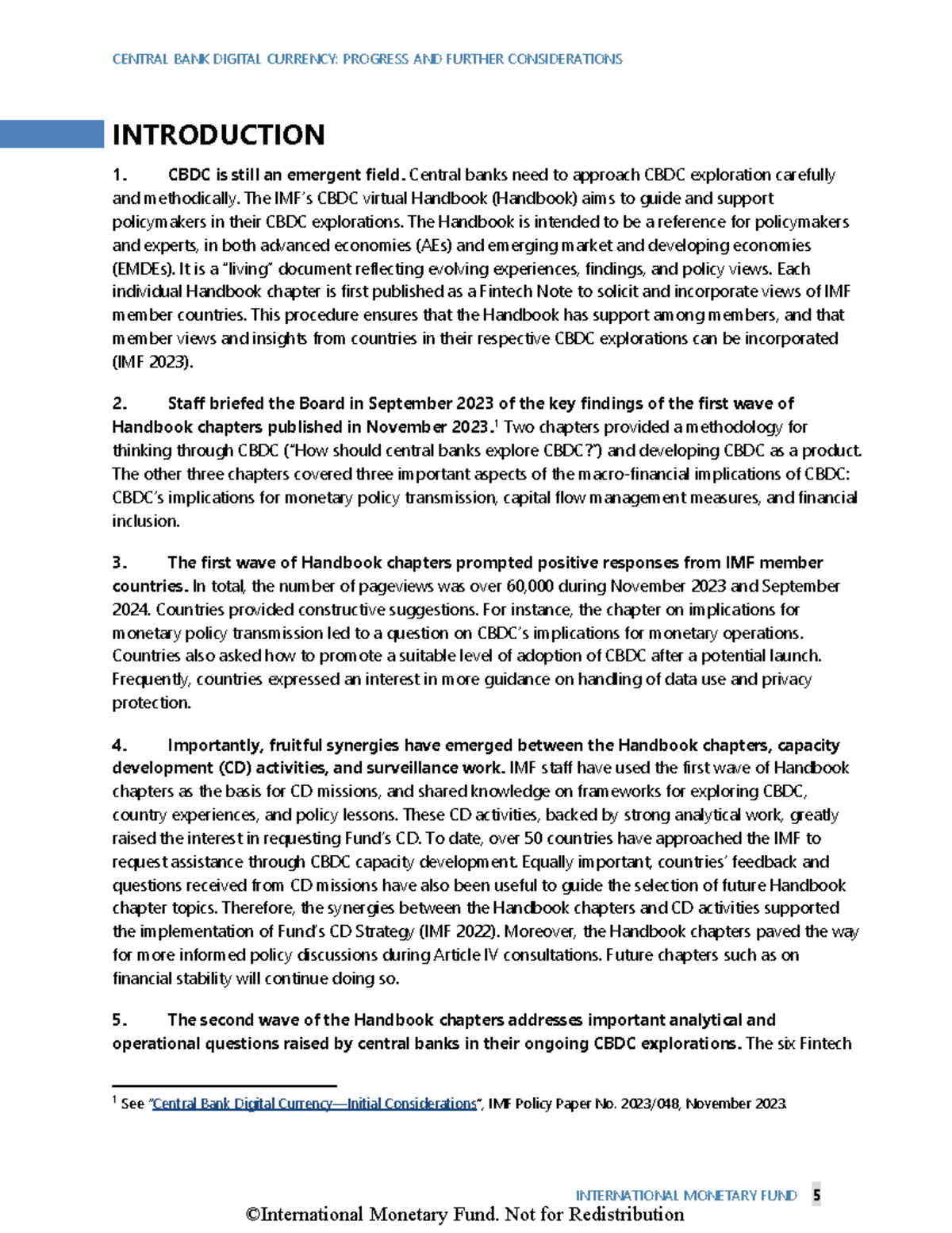 CBDC Handbook: Progress, Insights, and Future Directions (IMF 2024 ...