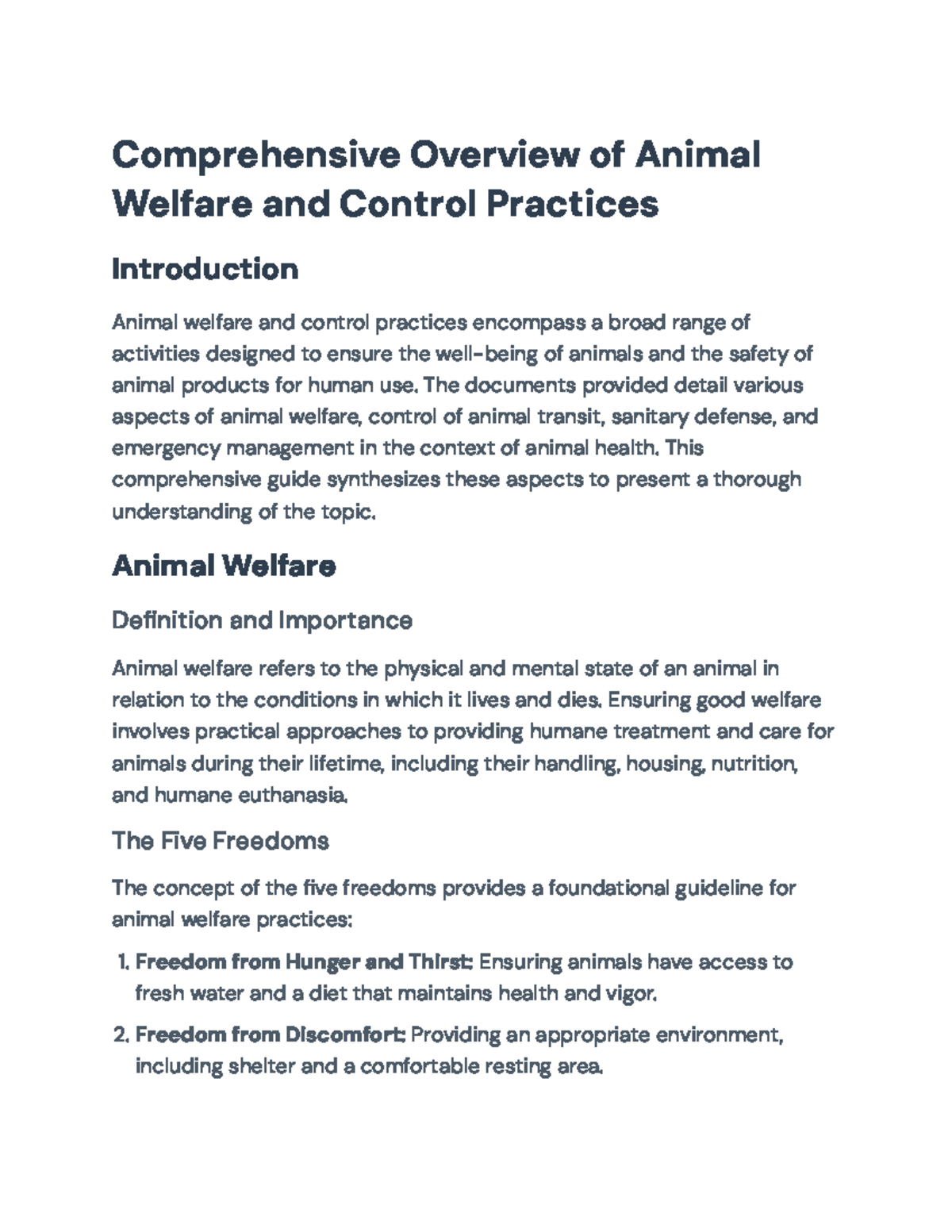 Comprehensive Guide to Animal Welfare & Control Practices (WELF101 ...