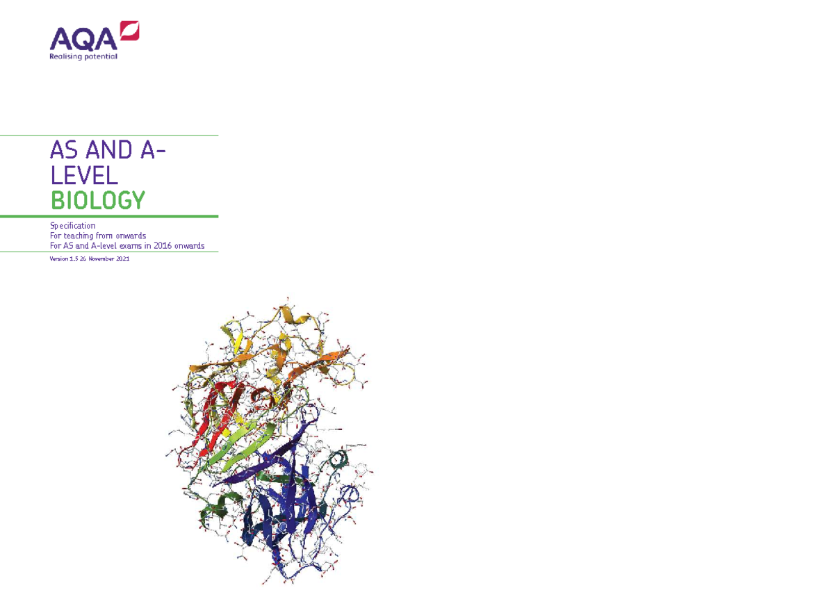 AQA AS & A-Level Biology Specification for Teaching from 2015 - Studocu