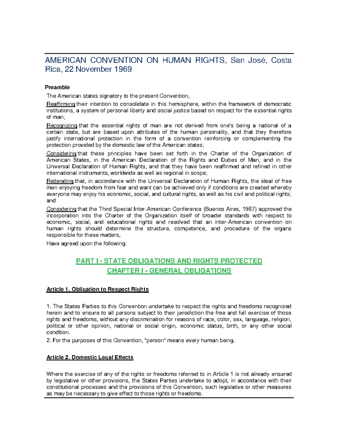 American Convention ON Human Rights - AMERICAN CONVENTION ON HUMAN ...