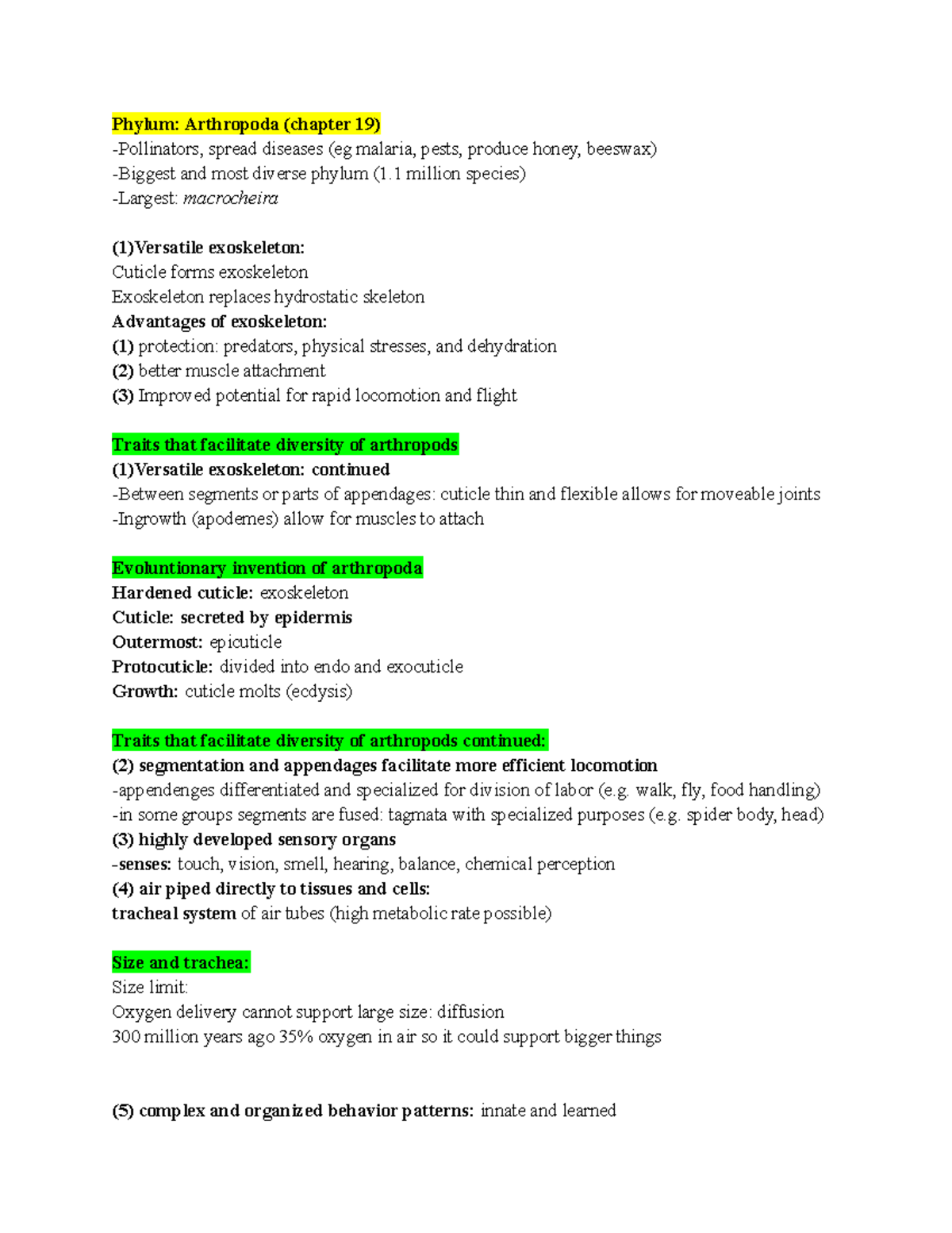 Chapter 19 notes zoology - Phylum: Arthropoda (chapter 19) -Pollinators ...