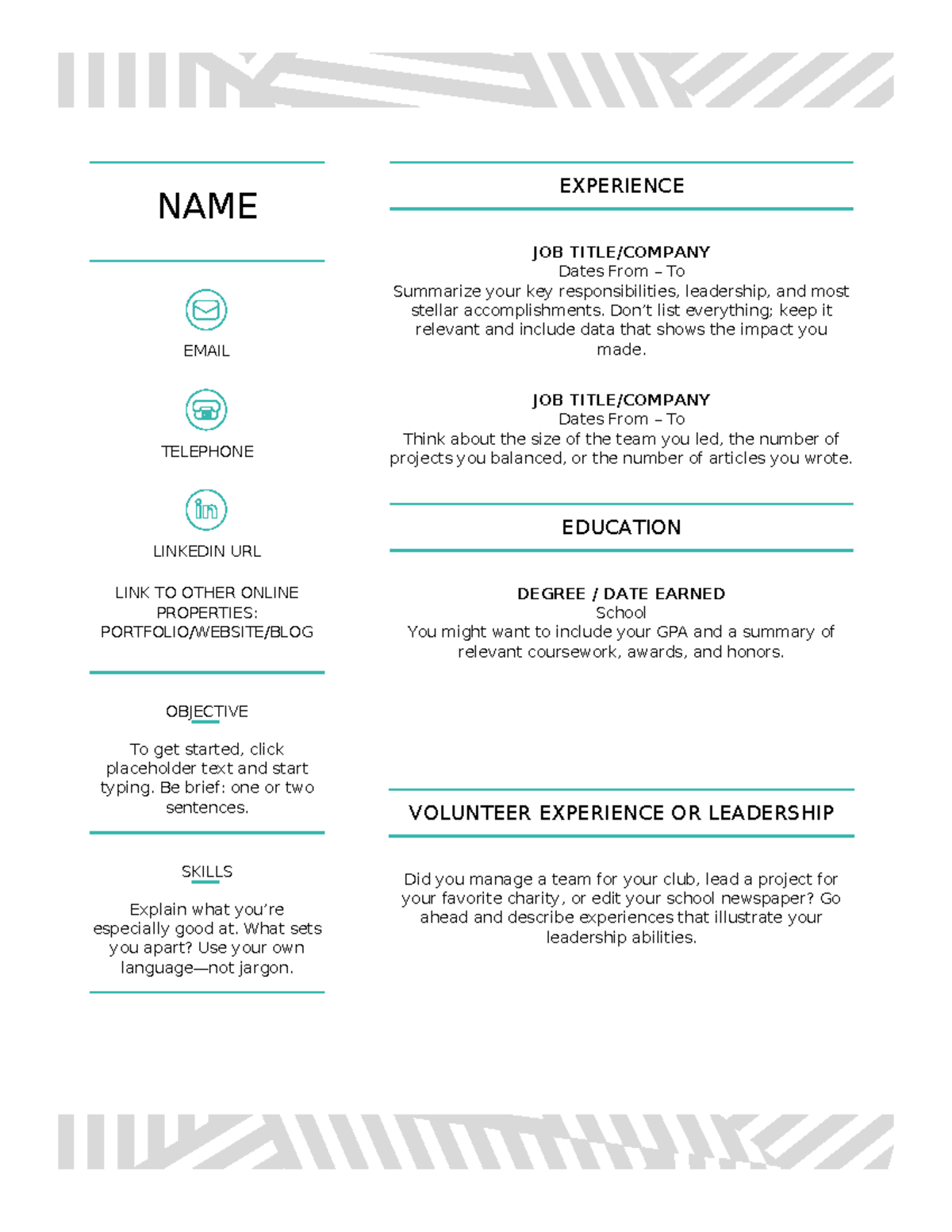 Resume Template for Job Applications - Studocu