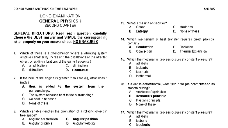 GEN PHY 1 2nd Quarter Long Exam Reviewer - Studocu