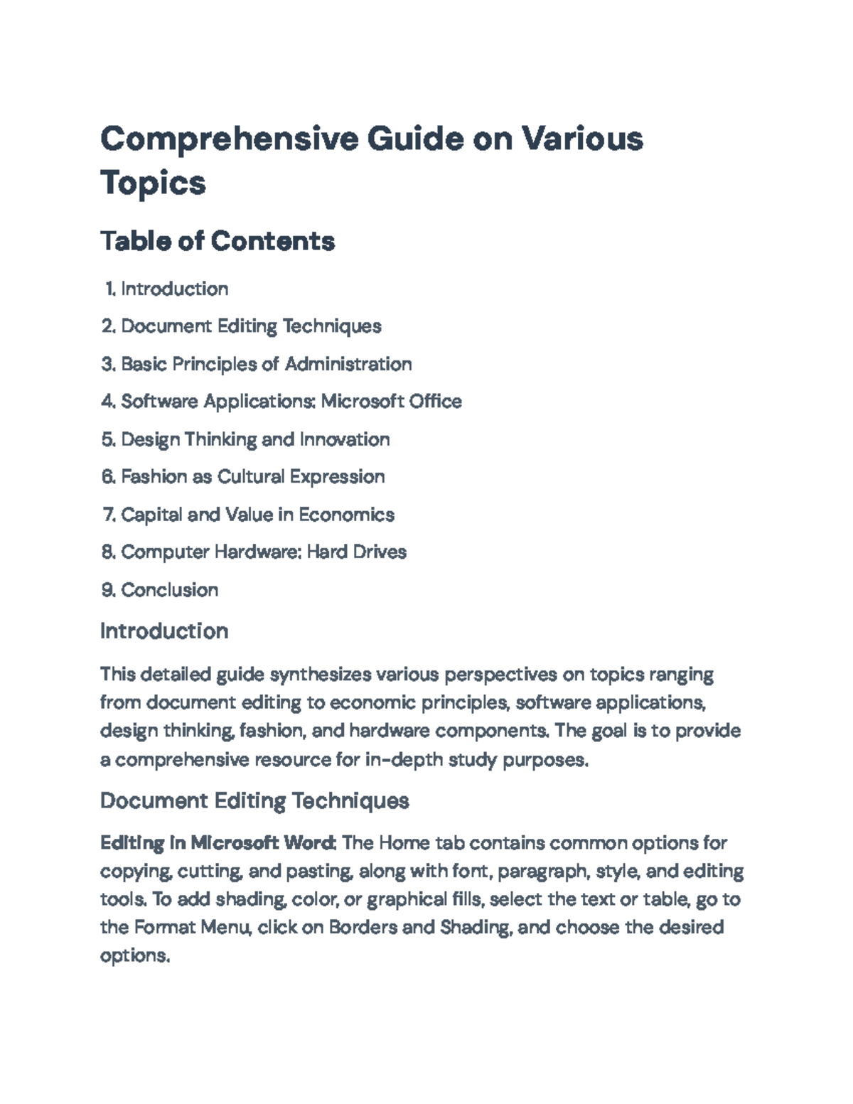 Comprehensive Study Guide: Document Editing, Administration ...