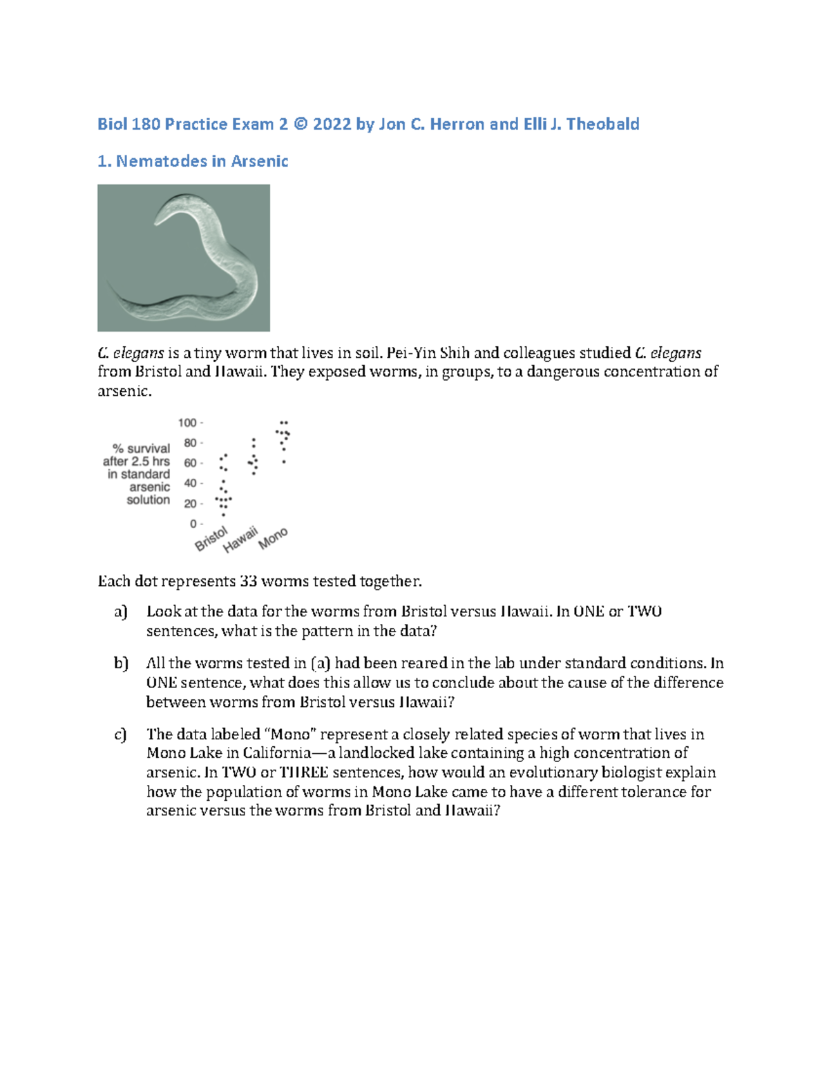 Biol 180 Practice Exam 2 Questions - 2022 Spring Term - Studocu
