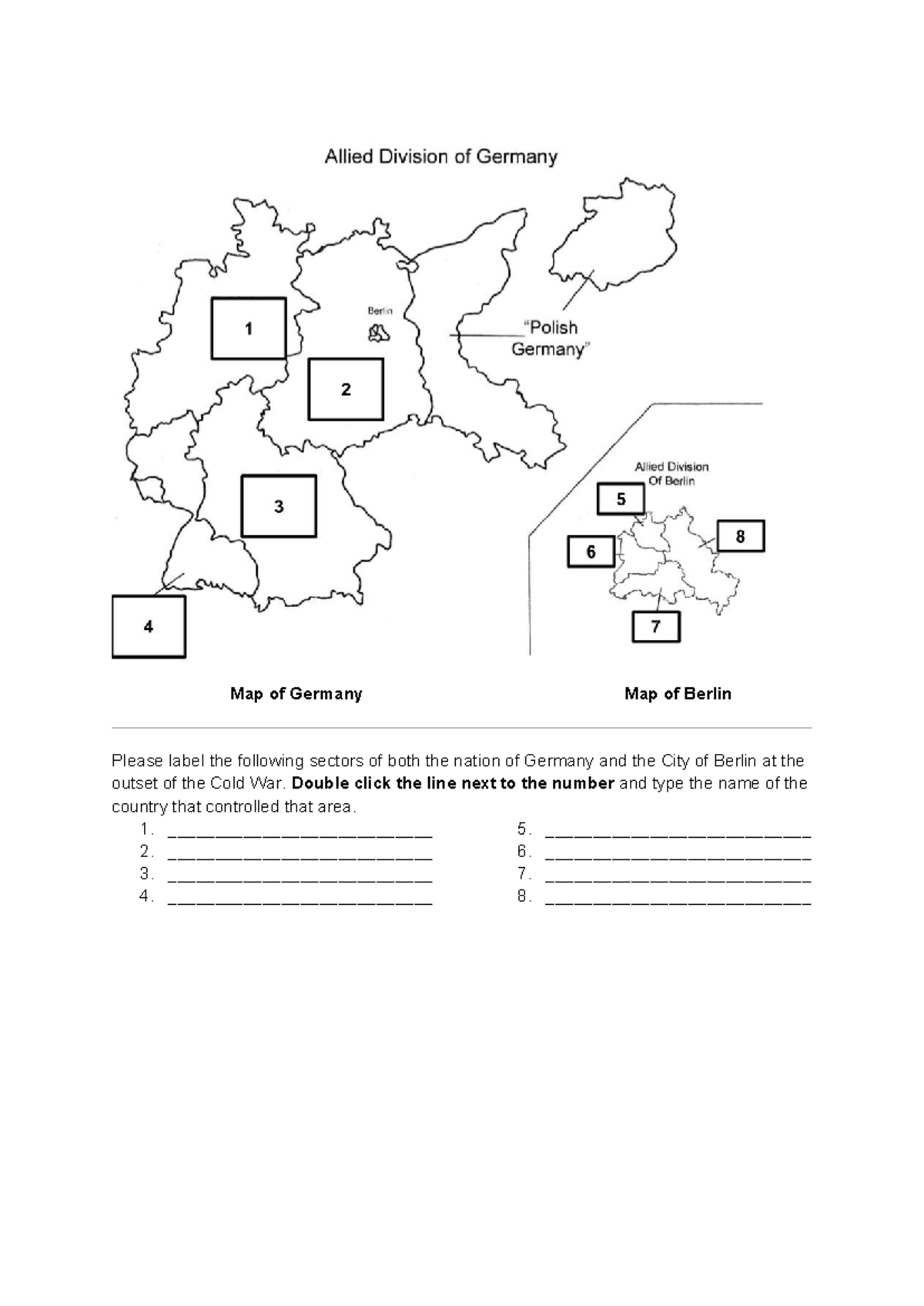 Germany Berlin Mapping Activity - Map of Germany Map of Berlin Please ...