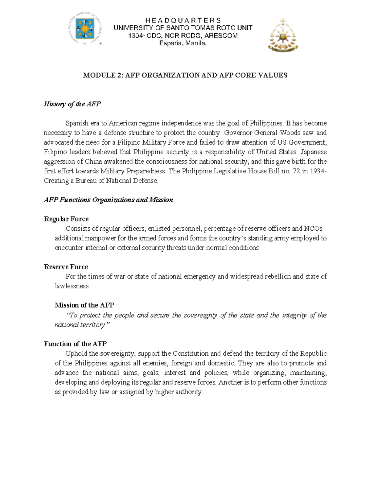 AFP Organization - Warning: TT: undefined function: 32 UNIVERSITY OF ...