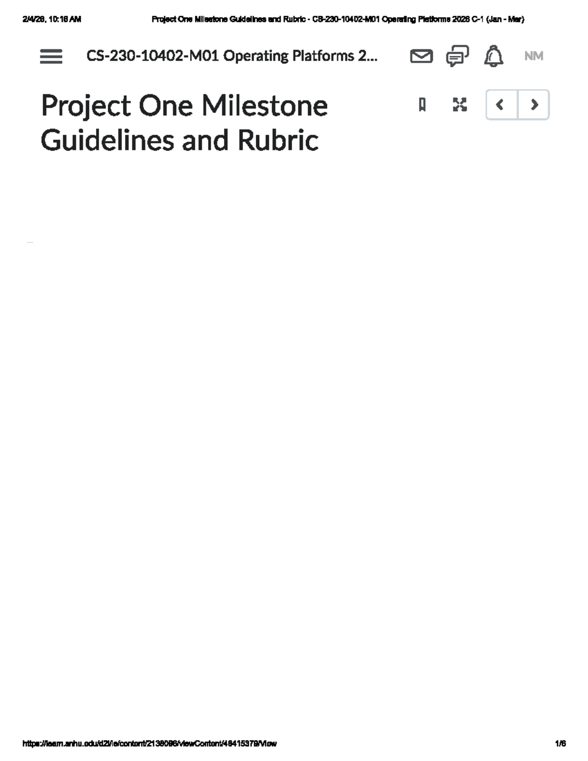 CS 230 Project One Milestone Guidelines & Rubric (2026) - Studocu
