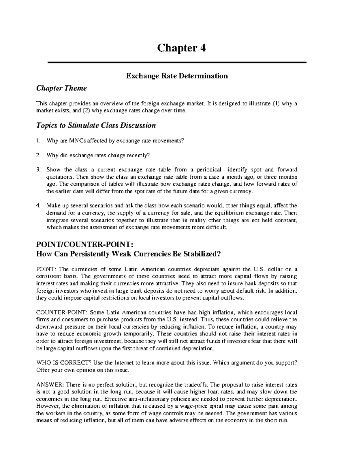 Chapter 4: Exchange Rate Determination - Key Insights and Discussions ...