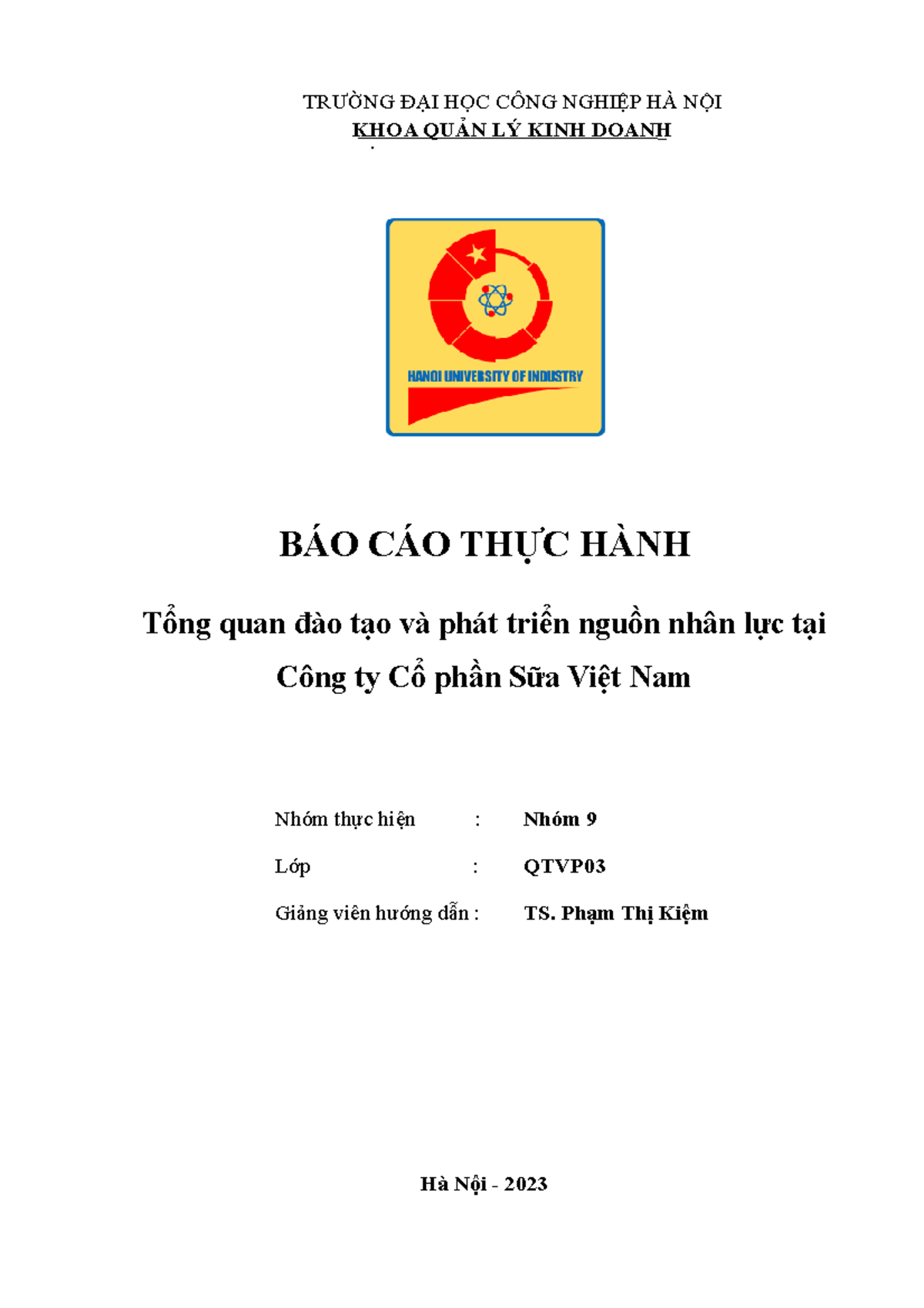 Báo cáo Thực Hành: Đào Tạo và Phát Triển Nhân Lực tại Vinamilk - Document Preview