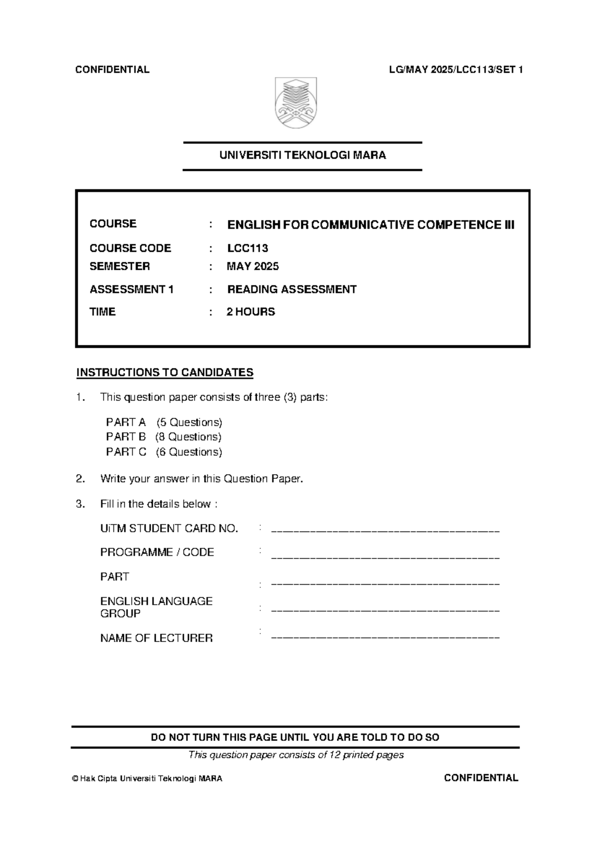 LCC113 Reading Assessment: Fetal Development & FOMO Insights - May 2025 ...
