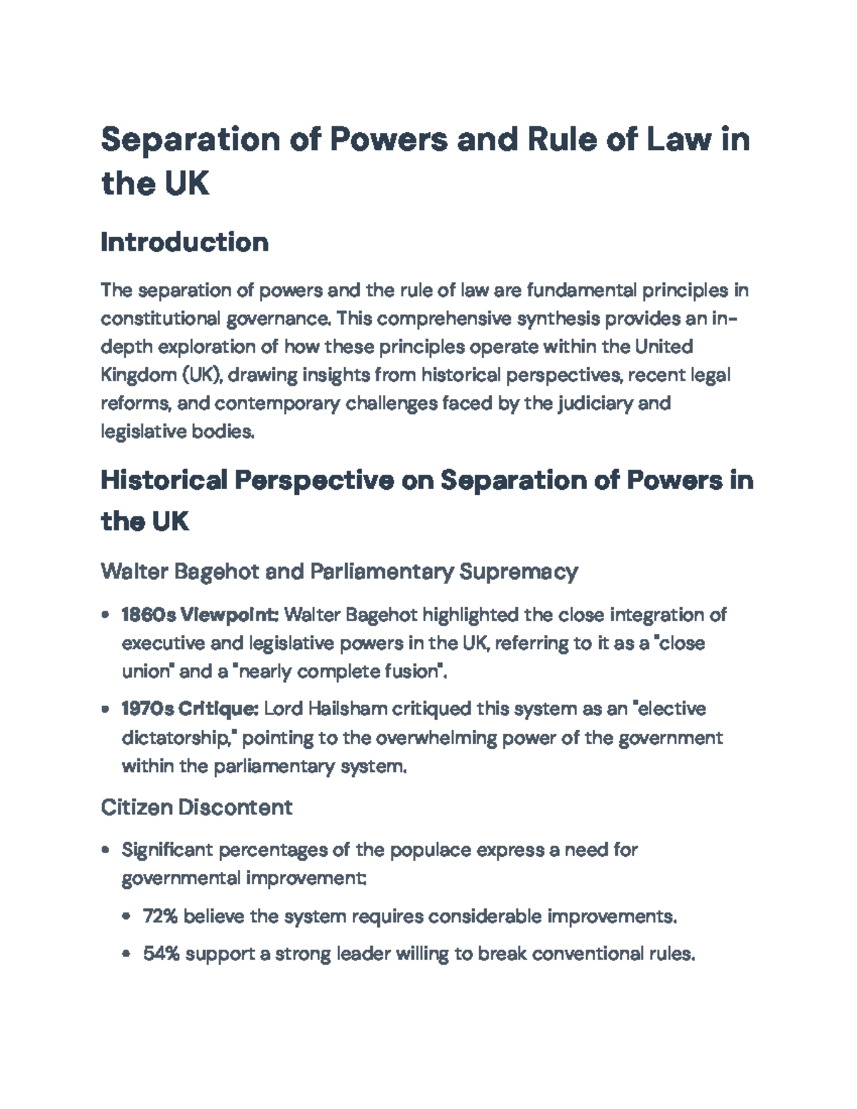 Separation of Powers and Rule of Law in the UK: An In-Depth Analysis ...