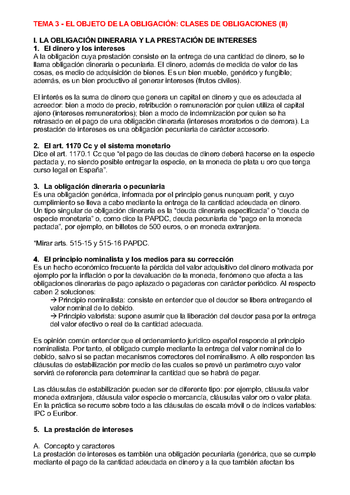 TEMA 3 - Derecho Civil obligaciones y contratos - TEMA 3 EL OBJETO DE ...