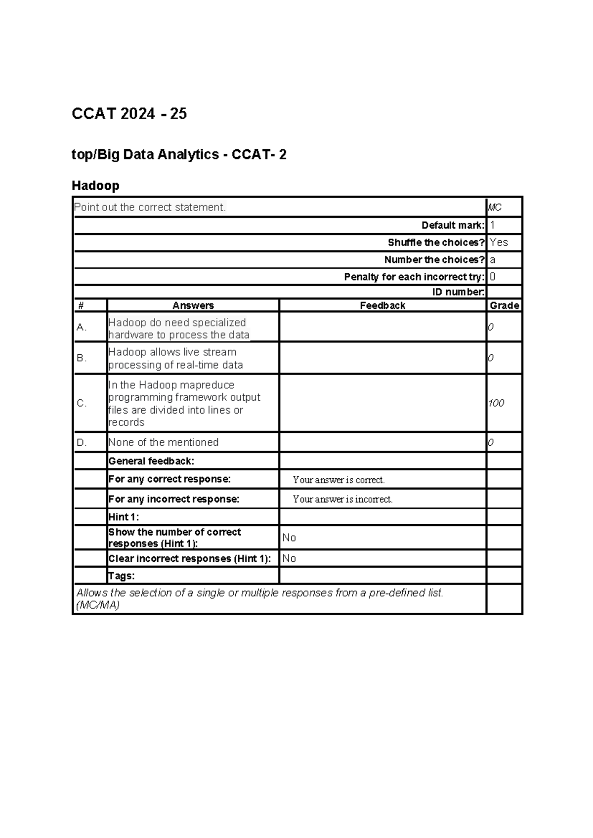CCAT Big data analytics 2 - CCAT 2024 - 25 top/Big Data Analytics ...