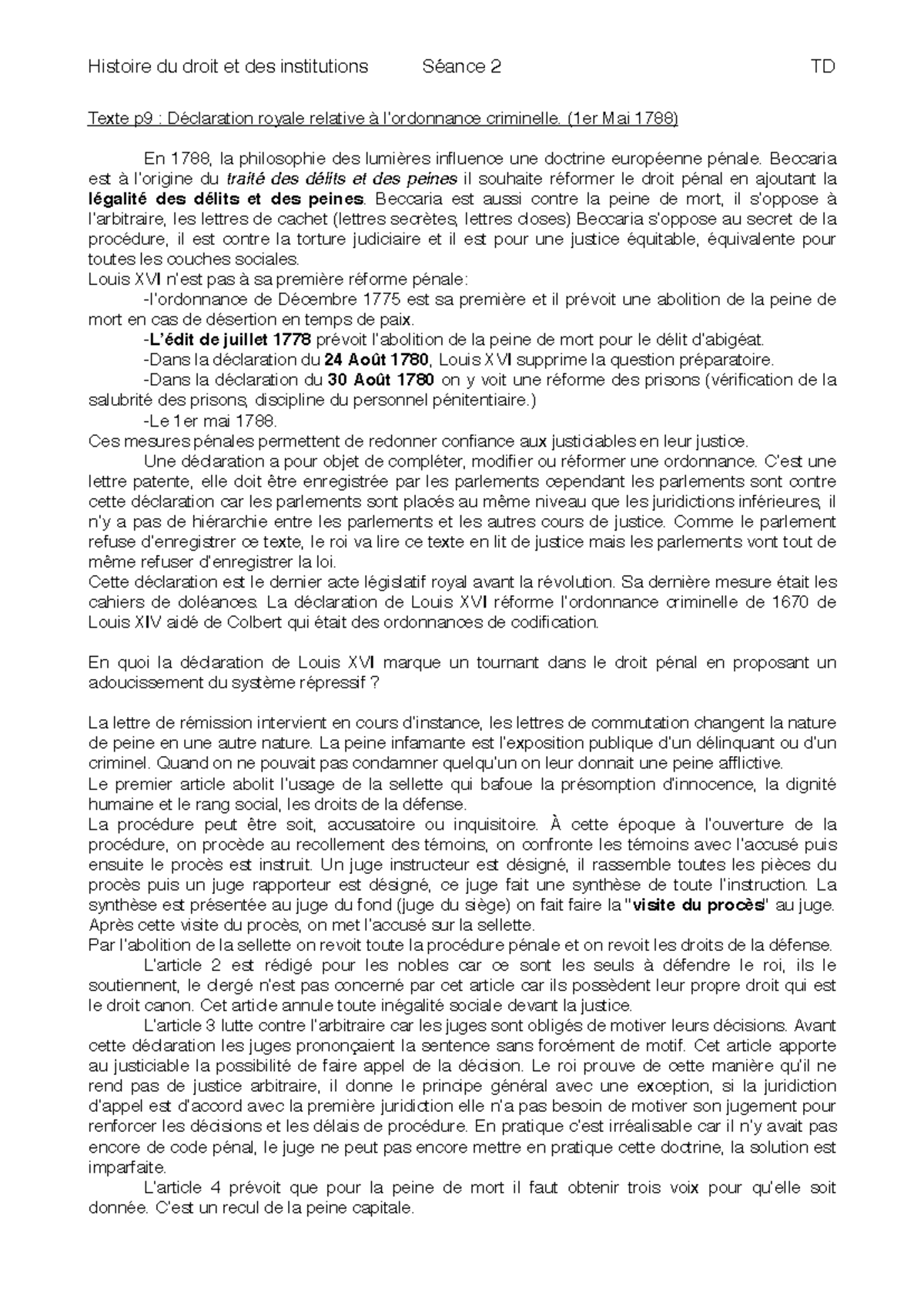 TD Histoire 2 - COURS L1 DROIT - Histoire du droit et des institutions ...