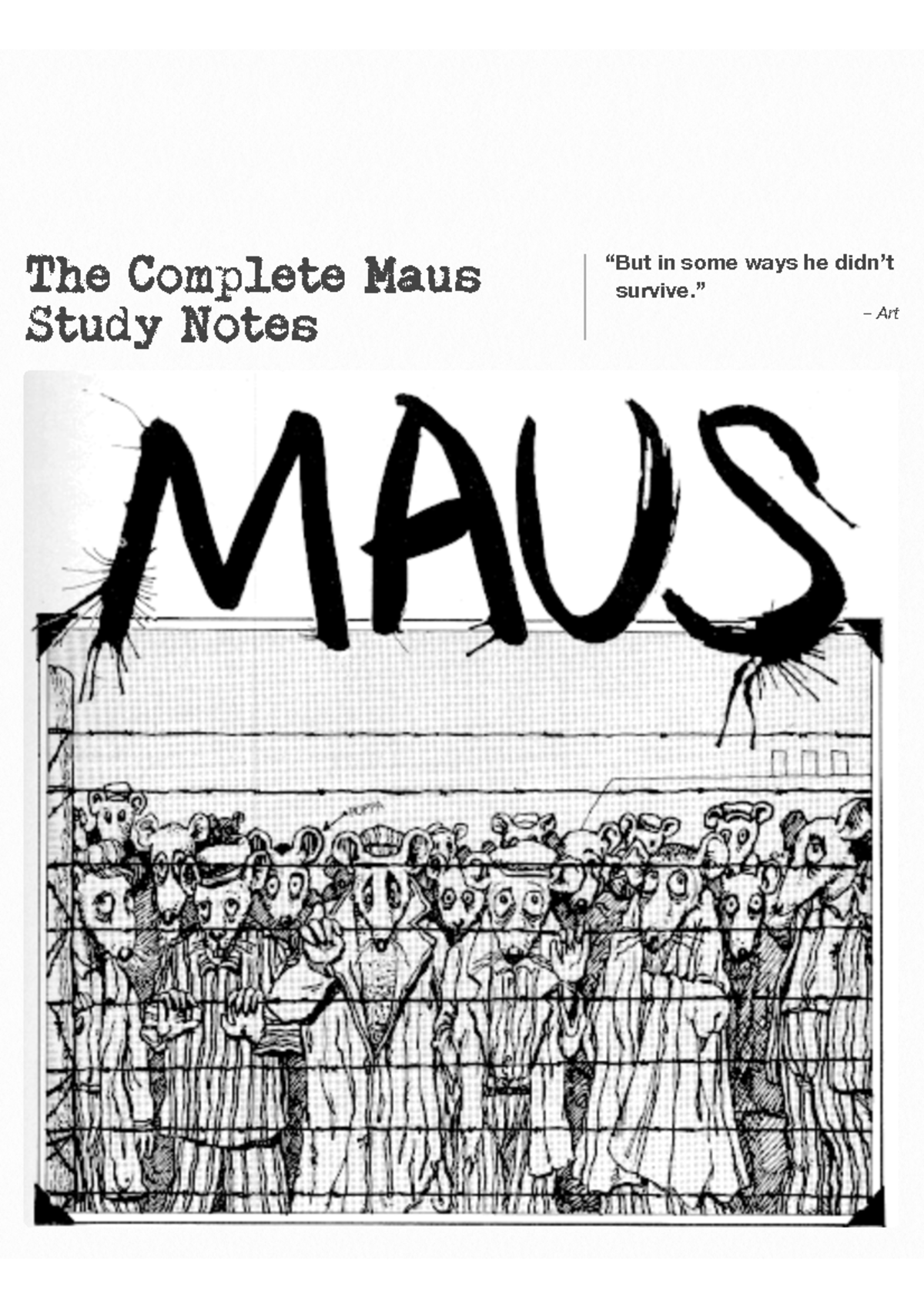 Maus (ENG 320) Study Notes: Themes, Characters, and Symbolism - Studocu